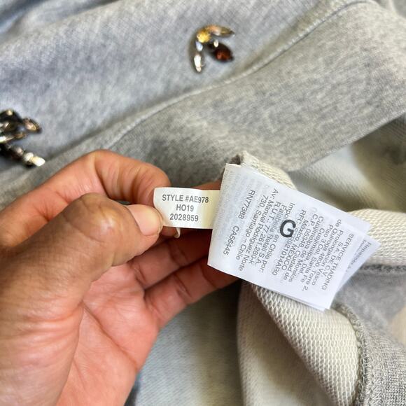 J Crew Women's Crystal Beaded Embellished Print Chandelier Gray Sweatshirt 2XS - Picture 10 of 11